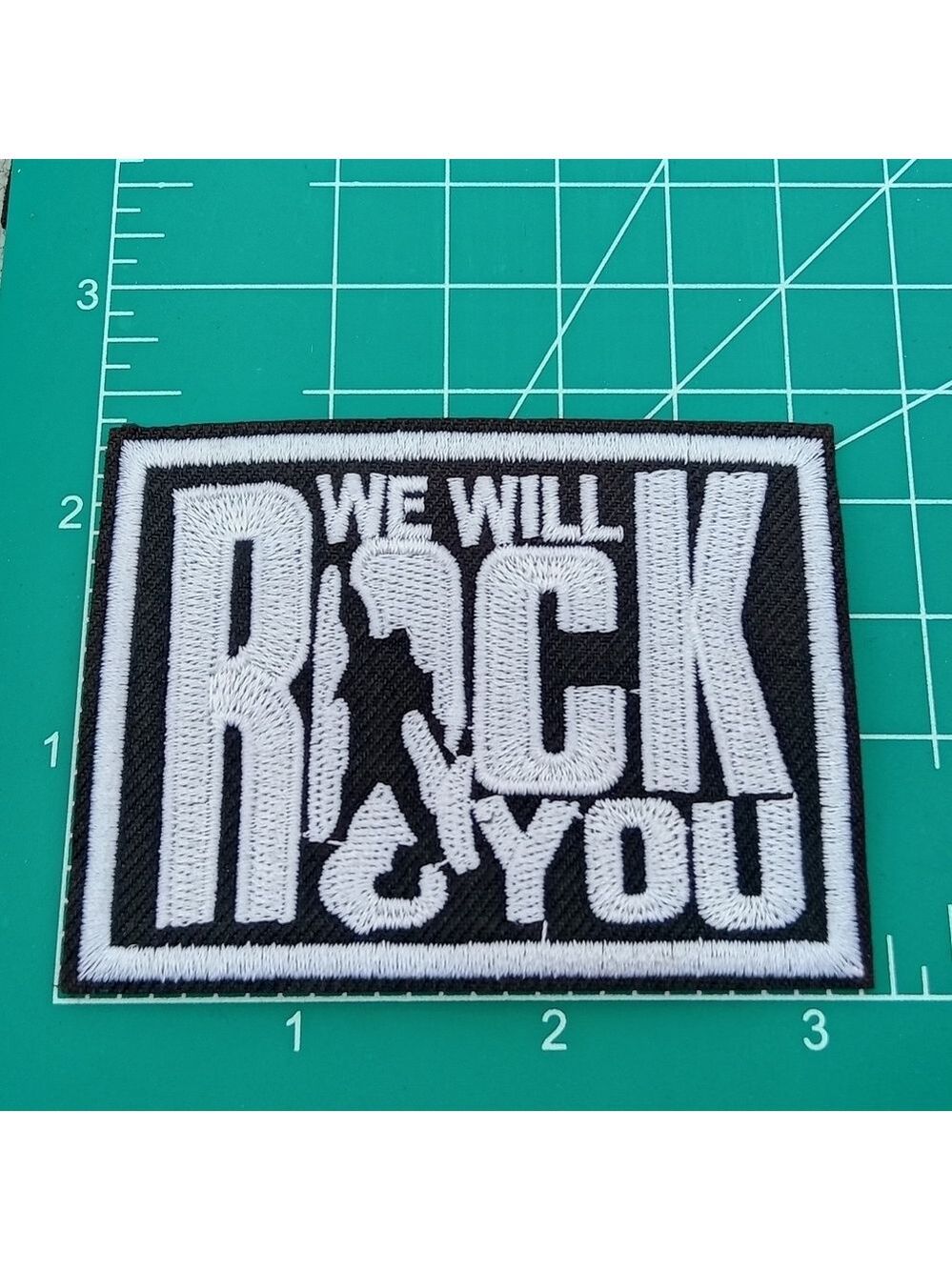 2/$10 We Will Rock You Patch - Black and White